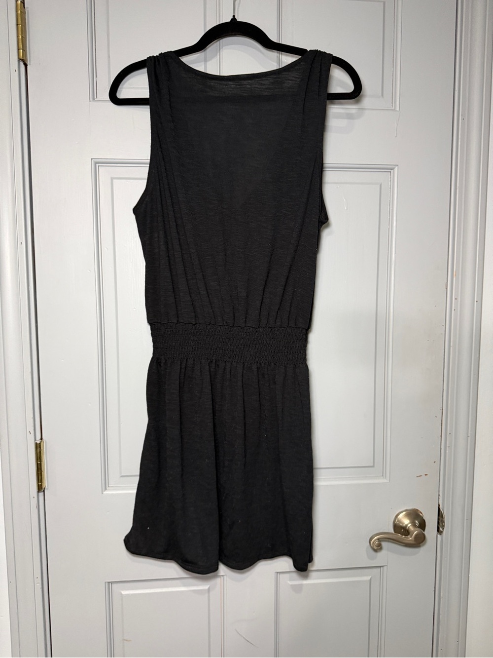 BECCA Charcoal Gray Sleeveless Swim Cover Up Smocked Waist NWOT